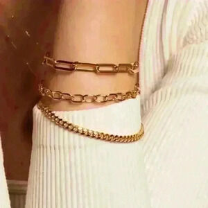 NWT 18K Gold Plated Cuban Chain Layering Bracelet